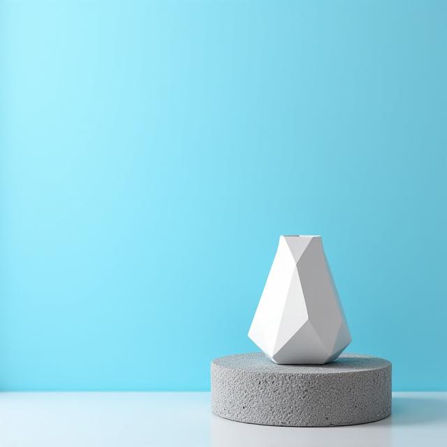 Bauhaus inspired geometric ceramic vase on concrete